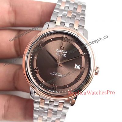 Best Quality Coffer Dials Omega Replica De Ville Prestige Two Tone Rose Gold 39.5mm Watch 